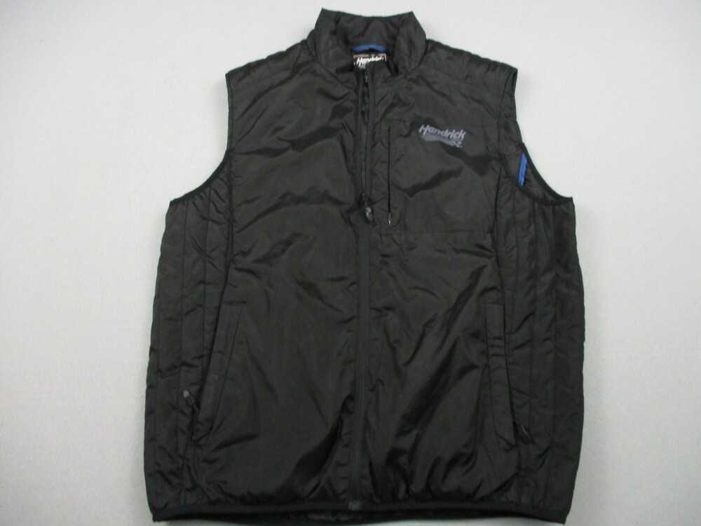 Hendrick Vest Men Large Black Solid Thermal Full Zip Car Salesman Jacket L *
